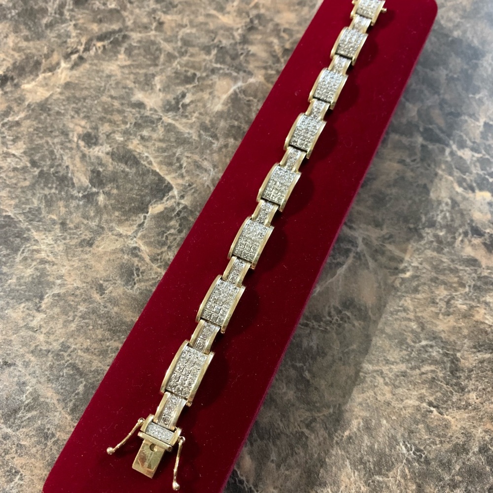 Lady’s 10K Yellow and White Gold Diamond Set Tennis Bracelet